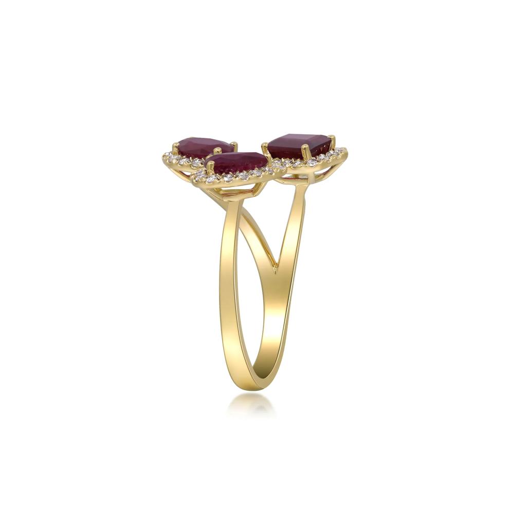 Ruby and Diamond Bypass Ring in 14K Yellow Gold (1/3 ct. tw.) – Image 3 of 5