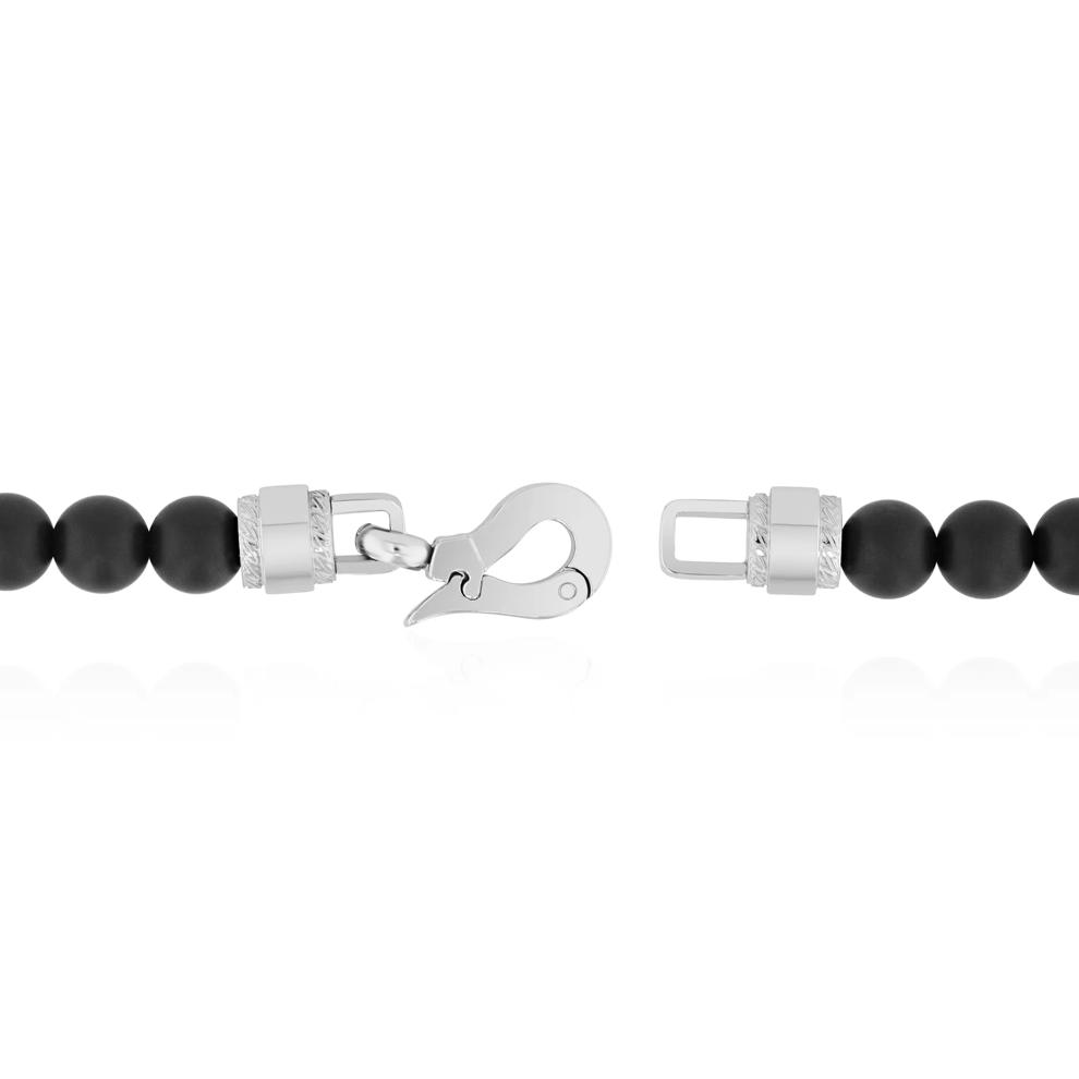 Men's Matte Onyx Bead Bracelet in Stainless Steel – Image 3 of 6