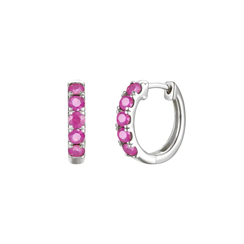Ruby Hoop Earrings in 10K White Gold – Image 1 of 1