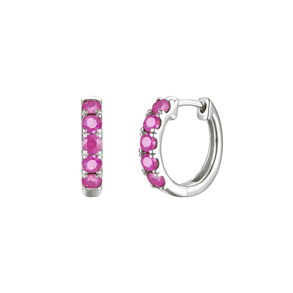 Ruby Hoop Earrings in 10K White Gold – Image 1 of 1