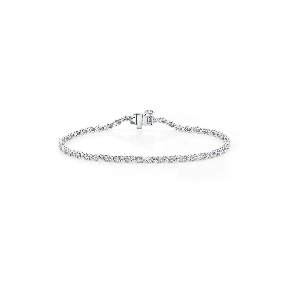 Lab Grown Diamond XO Chain Link Bracelet in 10K White Gold, 7" (1 ct. tw.) – Image 1 of 1