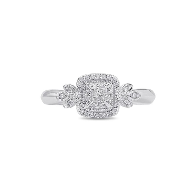 Princess-Cut Diamond Halo Promise Ring in Sterling Silver &#40;1/6 ct. tw.&#41; – Image 1 of 4