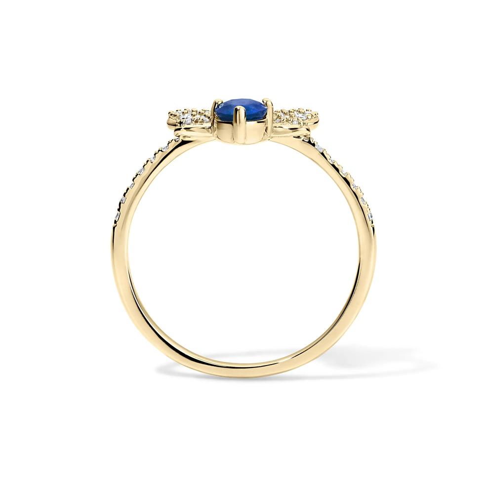 Blue Sapphire &amp; Diamond Bumblebee Ring in 10K Yellow Gold (1/4 ct. tw.) – Image 2 of 4