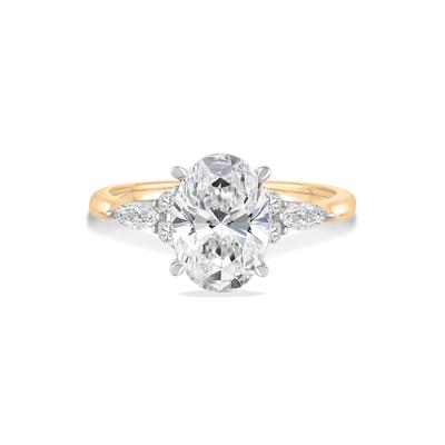 Lab Grown Diamond Oval and Marquise Engagement Ring in 14K Yellow & White Gold (2 1/4 ct. tw.)