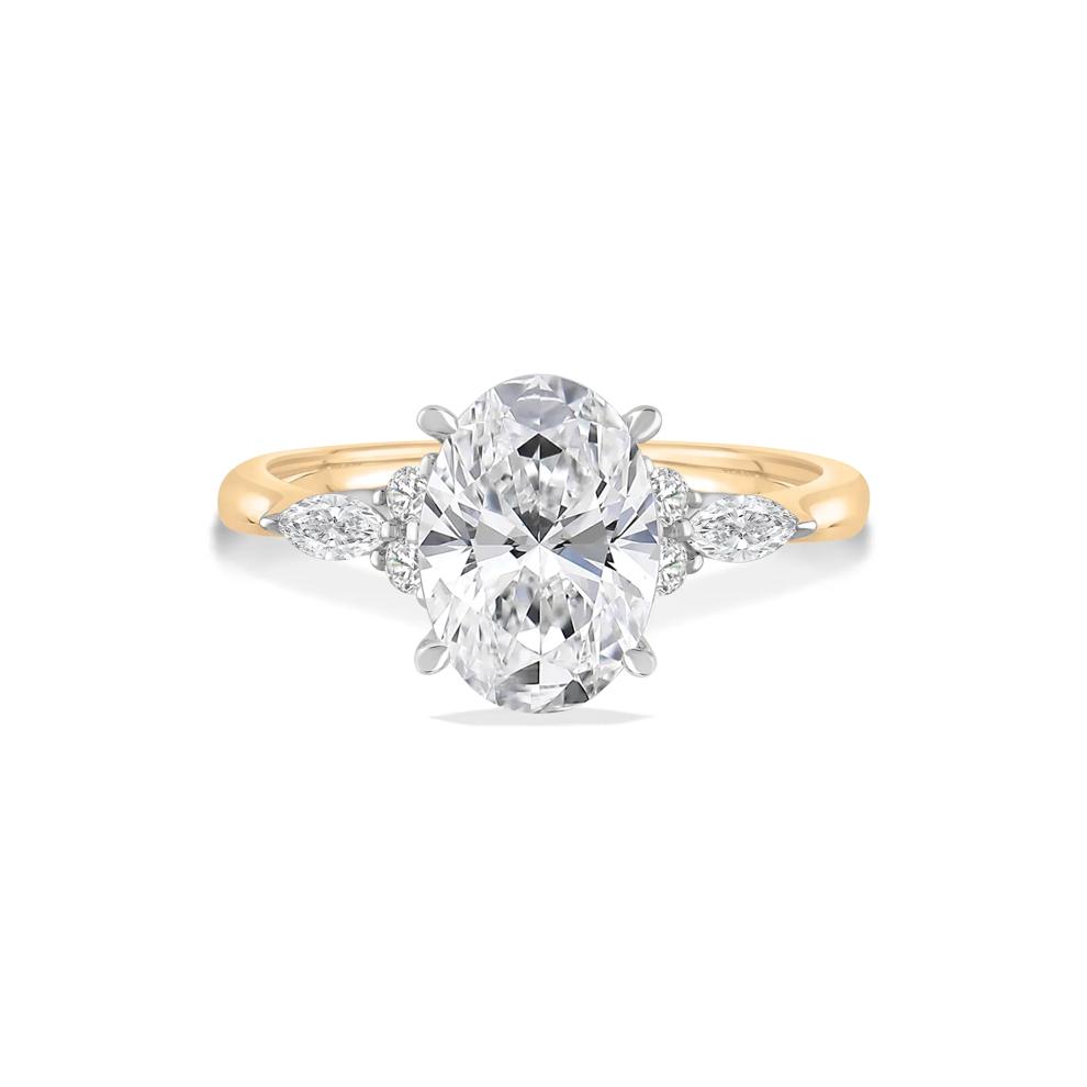 Lab Grown Diamond Oval and Marquise Engagement Ring in 14K Yellow &amp; White Gold (2 1/4 ct. tw.) – Image 1 of 5