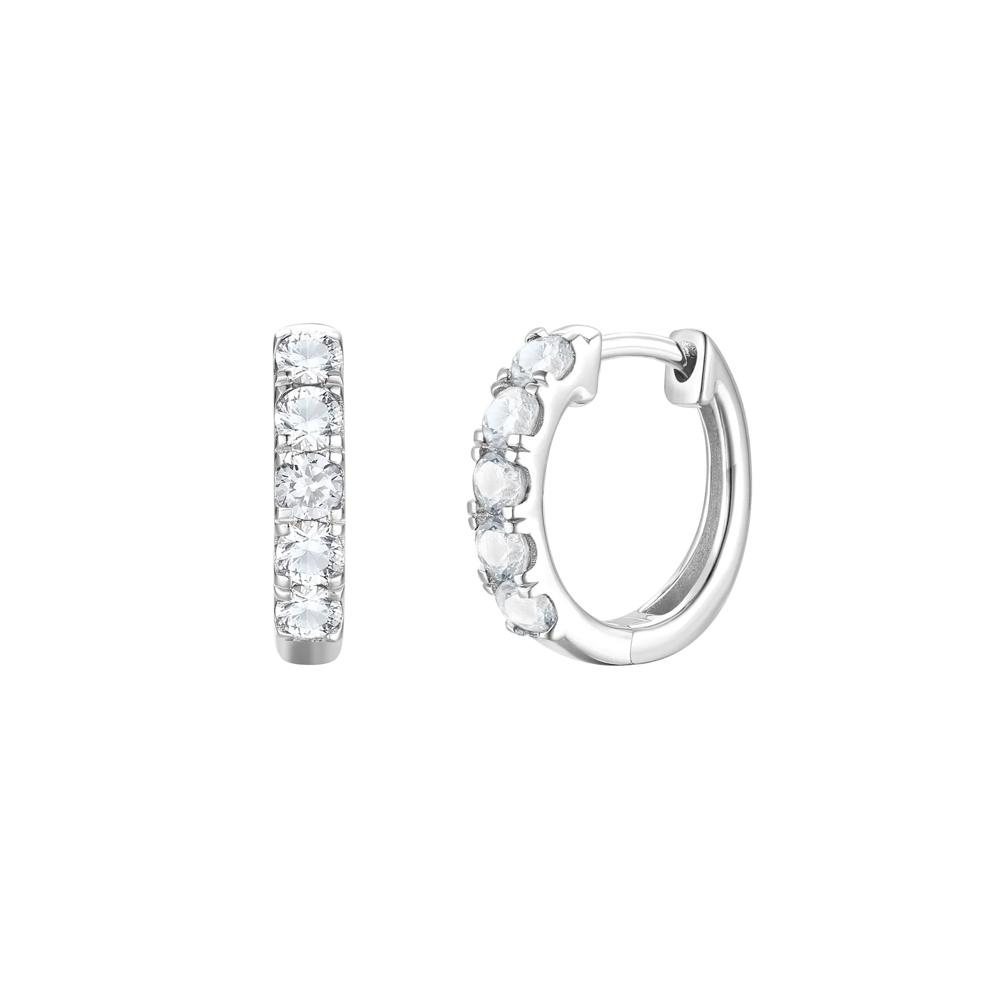 White Sapphire Hoop Earrings in 10K White Gold – Image 1 of 1
