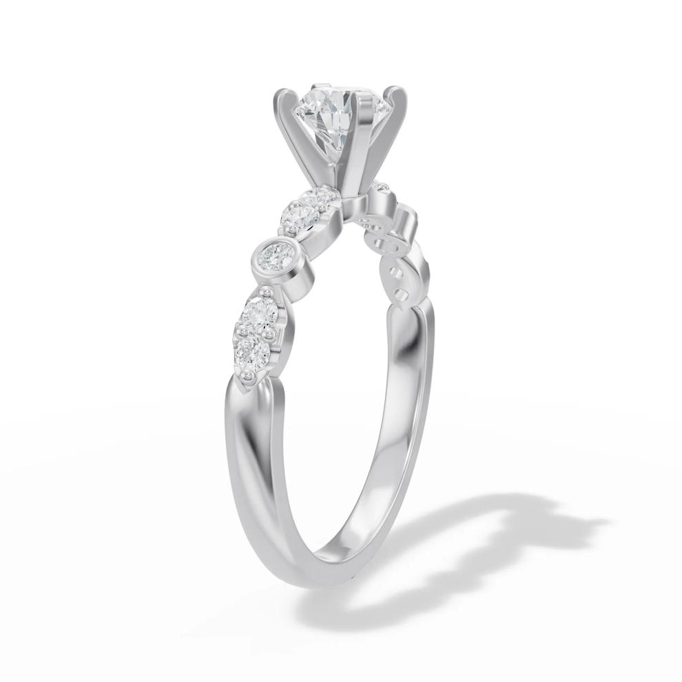 Diamond Round Center Engagement Ring in Platinum (3/4 ct. tw.) – Image 3 of 4