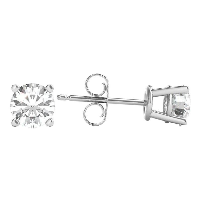 Diamond Round Solitaire Stud Earrings in 14K White Gold &#40;1 ct. tw.&#41; – Image 2 of 4