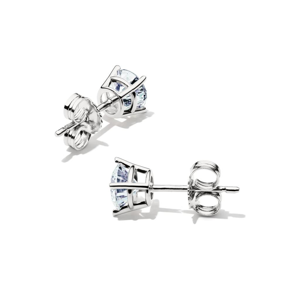 Diamond Round Solitaire Stud Earrings in 14K White Gold (1 ct. tw.) – Image 2 of 4