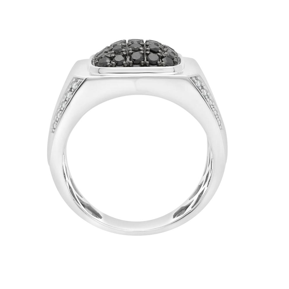 Men's Black &amp; White Diamond Pav&eacute; Cushion Ring in Sterling Silver (7/8 ct. tw.) – Image 2 of 5