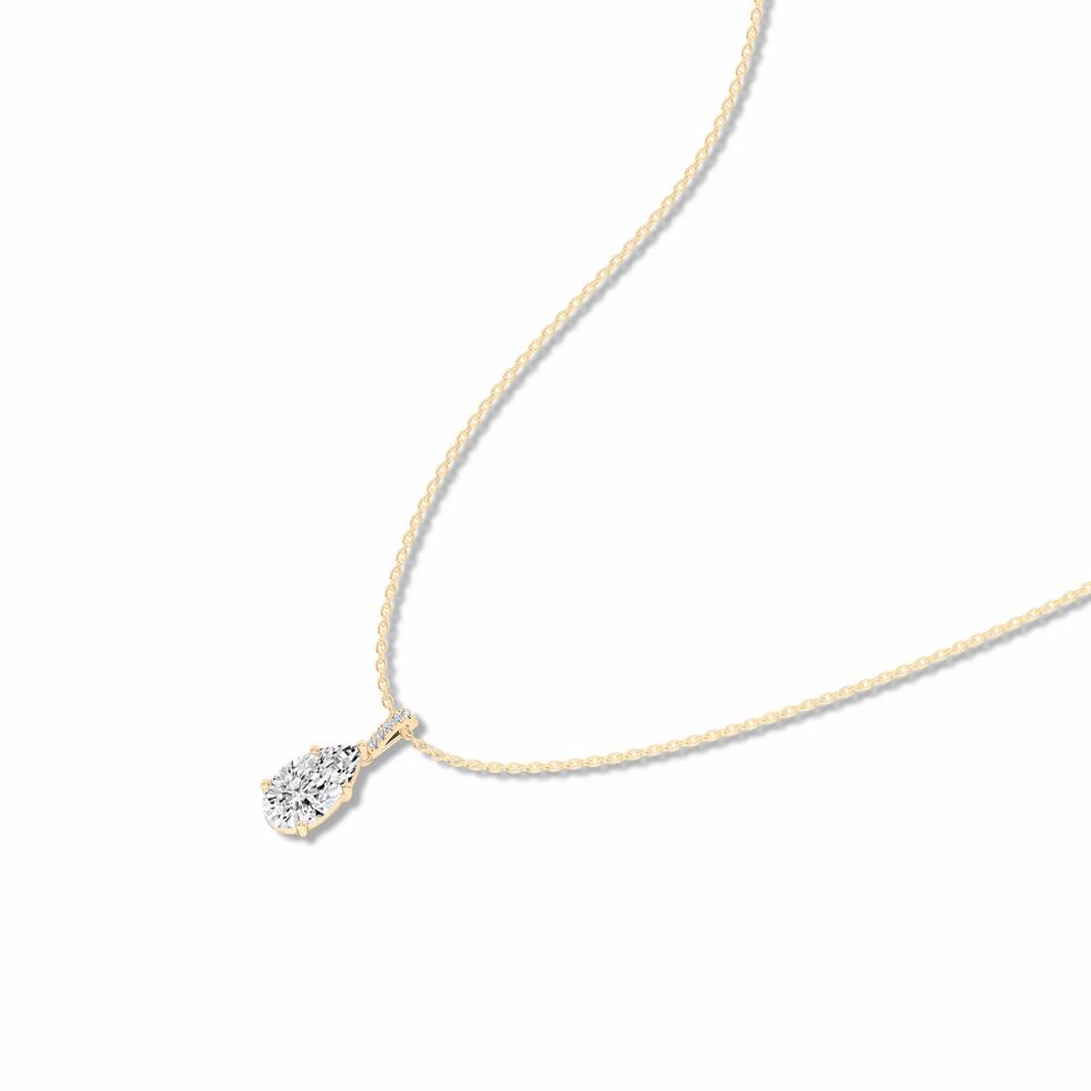 Lab Grown Diamond Pear-Shaped Drop Pendant Necklace in 14K Yellow Gold (3 ct. tw.) – Image 4 of 4