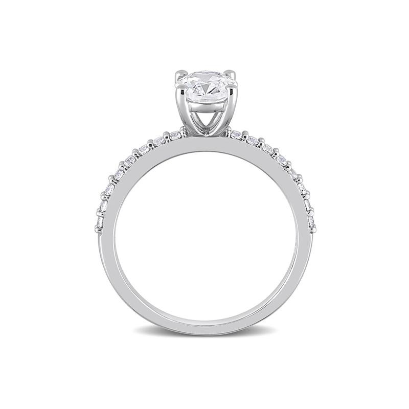 Oval Lab Created White Sapphire Ring in 10K White Gold – Image 2 of 6