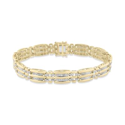 Men's Lab Grown Diamond Link Bracelet in 10K Yellow Gold, 8.5" (2 1/2 ct. tw.)