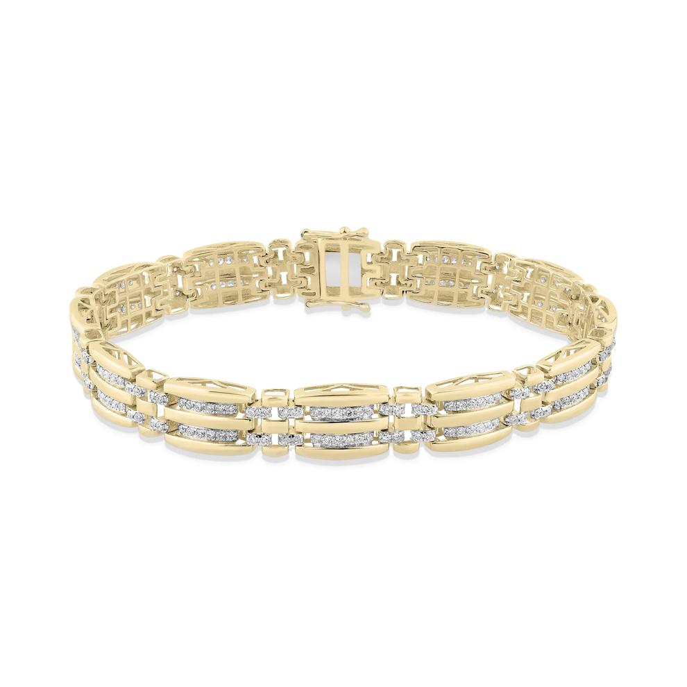 Men's Lab Grown Diamond Link Bracelet in 10K Yellow Gold, 8.5" (2 1/2 ct. tw.) – Image 1 of 2