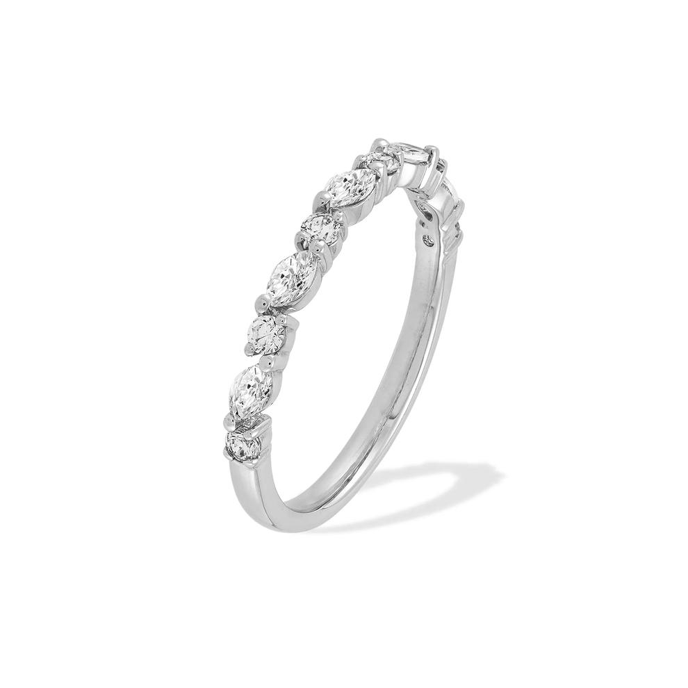 Lab Grown Diamond Slanted Marquise &amp; Round Anniversary Band in 10K White Gold (1/2 ct. tw.) – Image 4 of 4