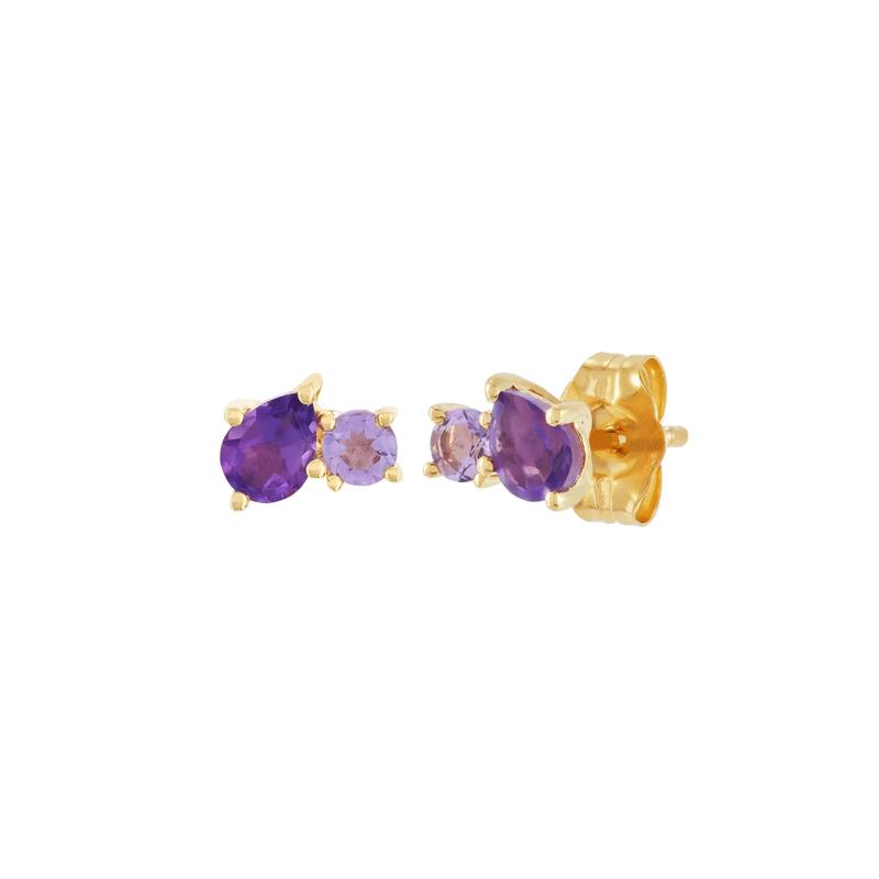 Pink &amp; Purple Amethyst Earrings in 10K Yellow Gold – Image 1 of 1