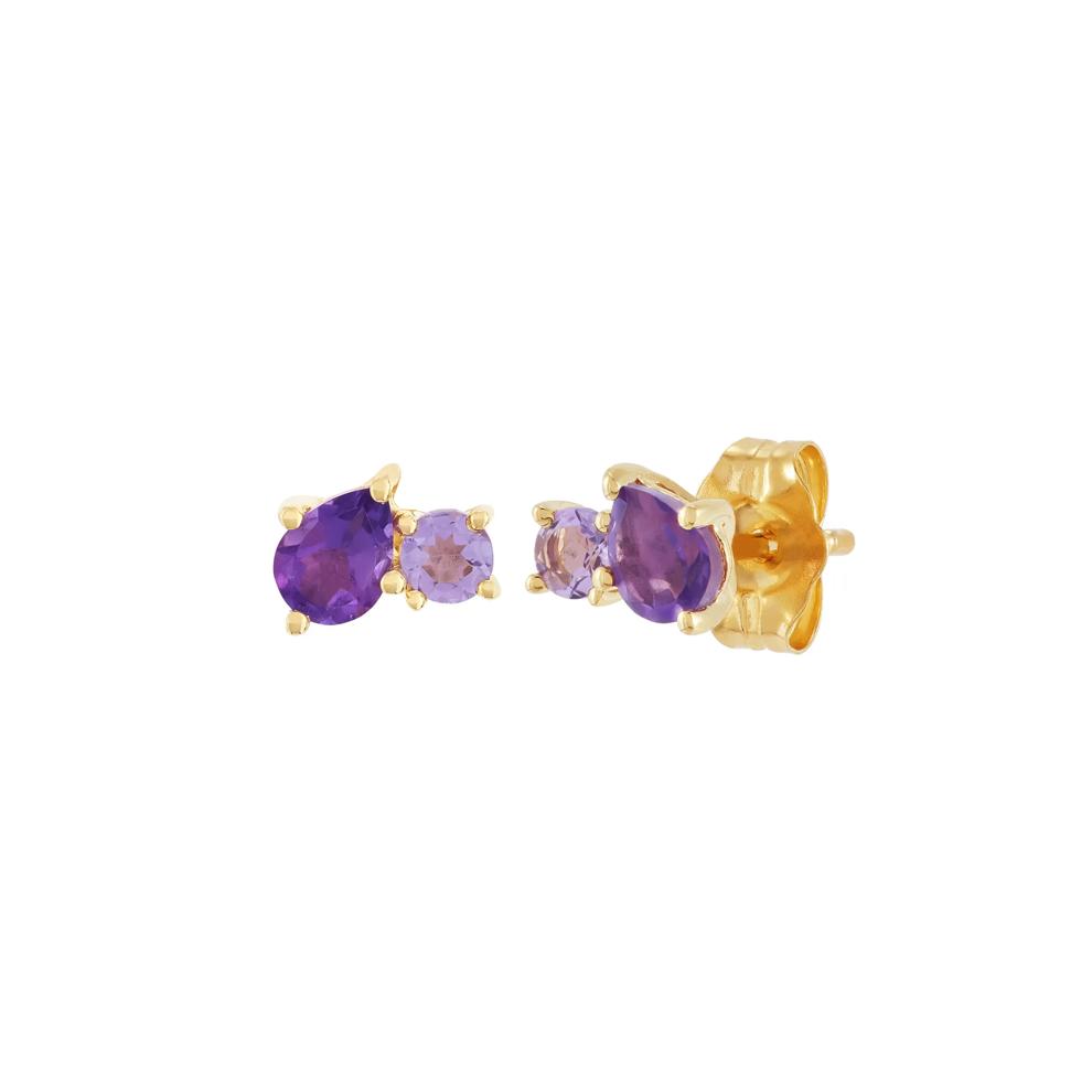 Pink &amp; Purple Amethyst Earrings in 10K Yellow Gold – Image 1 of 1