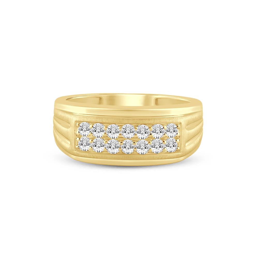 Men's Double-Row Diamond Ring in 10K Yellow Gold (1/2 ct. tw.) – Image 1 of 3