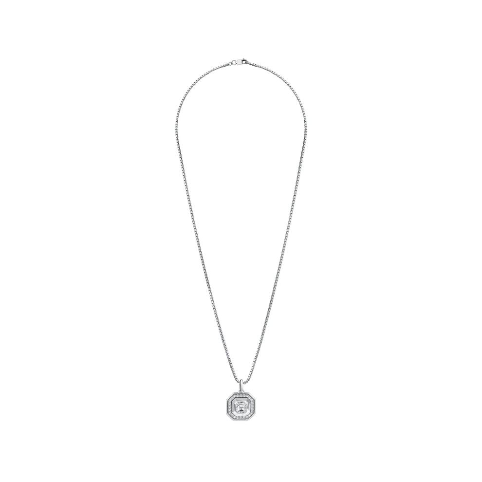 Men's Lab Grown Diamond Asscher-Cut Octagonal Halo Pendant Necklace in 10K White Gold (1 ct. tw.) – Image 3 of 4