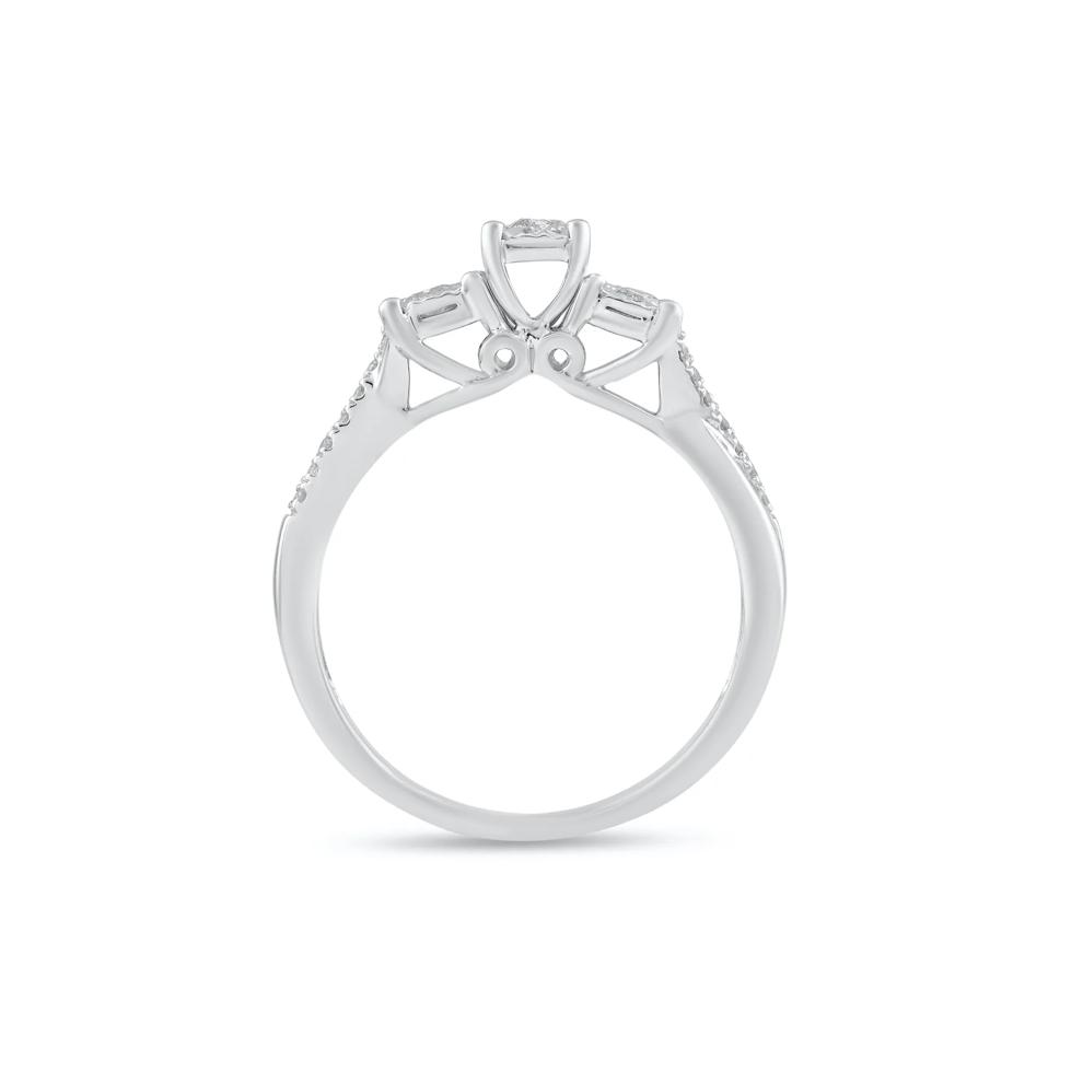 Diamond Illusion Plate Three-Stone Ring in Sterling Silver (1/4 ct. tw.) – Image 2 of 4
