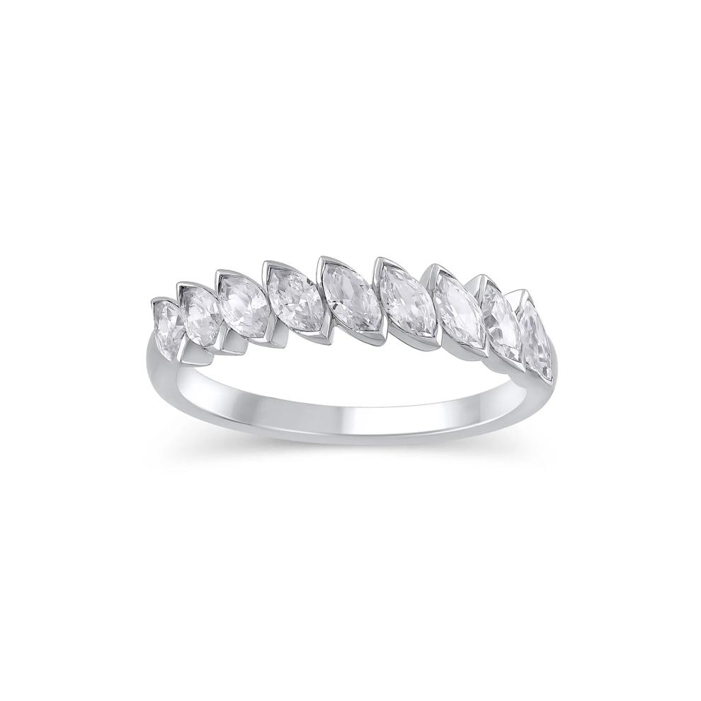 Lab Grown Diamond Marquise Slant Anniversary Band in 10K White Gold (1 ct. tw.) – Image 1 of 3