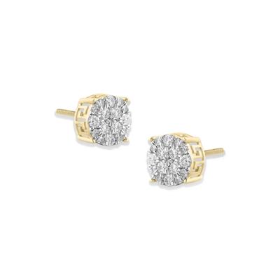 Men's Lab Grown Diamond Round Cluster Stud Earrings in 10K Yellow Gold (1/2 ct. tw.)