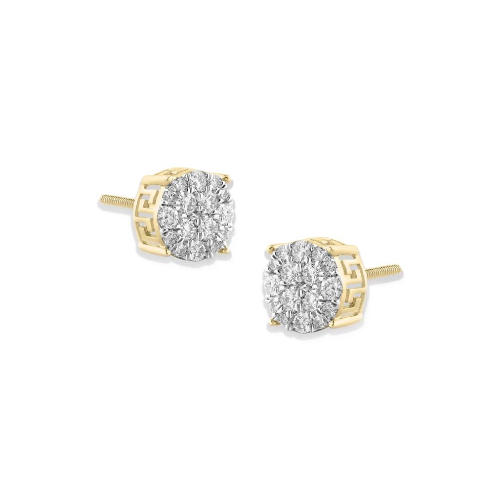 Men's Lab Grown Diamond Round Cluster Stud Earrings in 10K Yellow Gold (1/2 ct. tw.) – Image 1 of 2