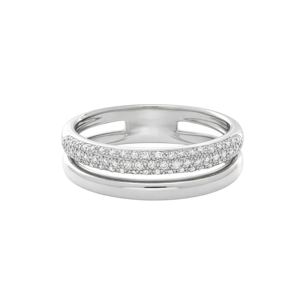 Diamond Pav&eacute; Two-Row Open Band in Sterling Silver (1/4 ct. tw.) – Image 1 of 4