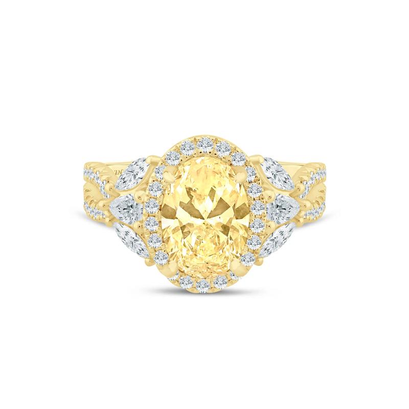 Bess Lab Grown Diamond Yellow Oval Halo Engagement Ring in 14K Yellow Gold &#40;3 ct. tw.&#41; – Image 1 of 3