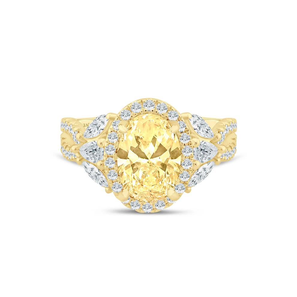 Bess Lab Grown Diamond Yellow Oval Halo Engagement Ring in 14K Yellow Gold (3 ct. tw.) – Image 1 of 3