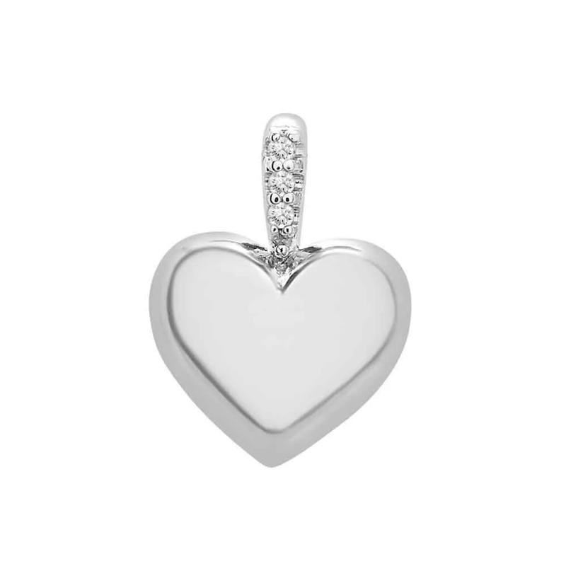 Mini Puff Heart Diamond Accent Pendant in Sterling Silver – Image 1 of 4