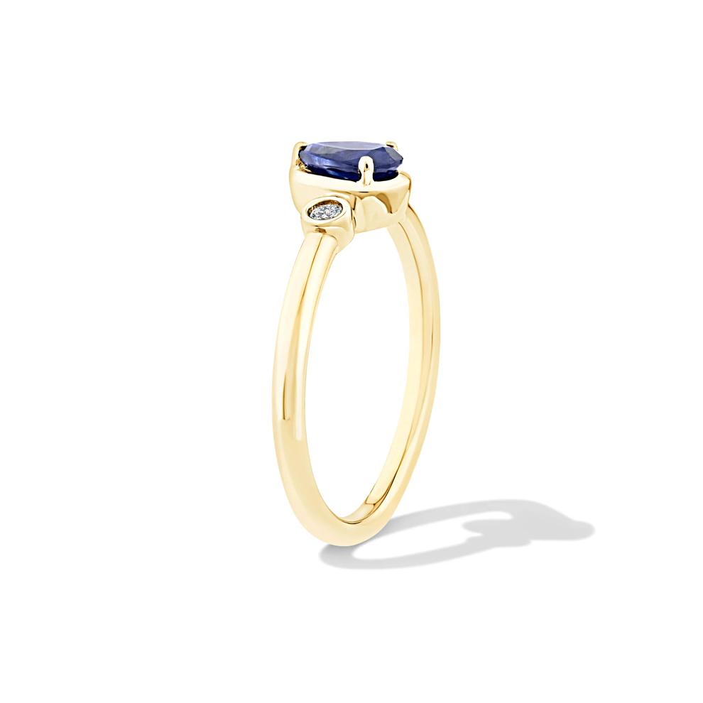 Blue Sapphire &amp; Diamond Accent Ring in 10K Yellow Gold – Image 2 of 4
