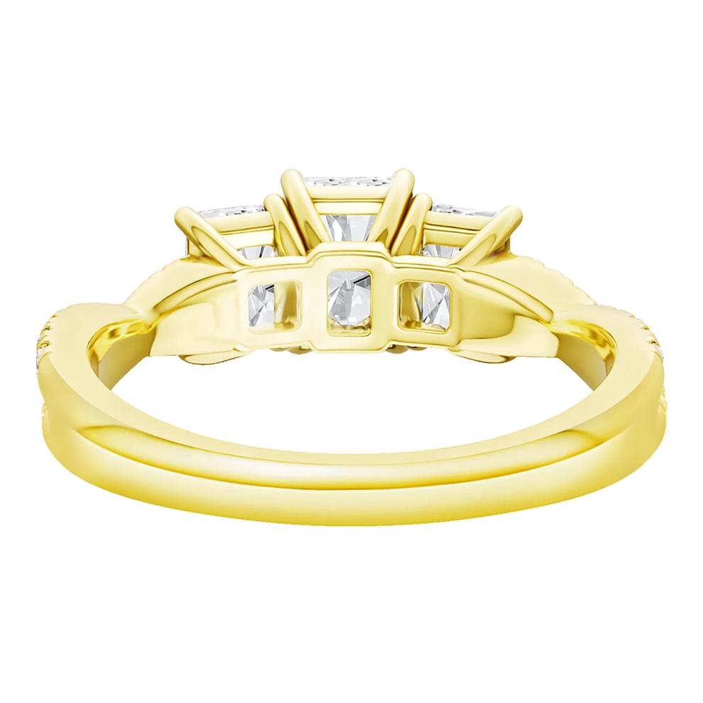 Diamond Radiant-Cut Three-Stone Engagement Ring in 18K Yellow Gold (1 3/4 ct. tw.) – Image 4 of 5