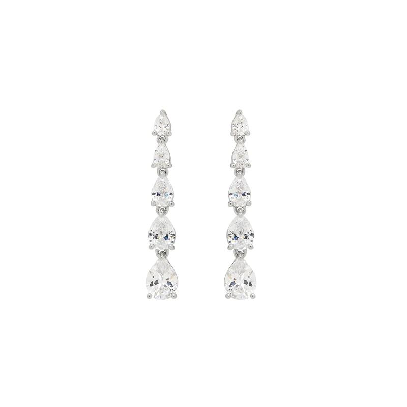 Lab Created White Sapphire Drop Earrings in Sterling Silver – Image 2 of 2