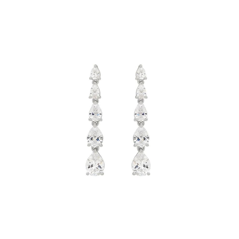 Lab Created White Sapphire Drop Earrings in Sterling Silver – Image 2 of 2