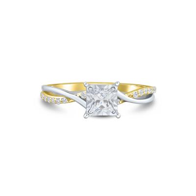 Lab Grown Diamond Princess-Cut Promise Ring in 10K Yellow and White Gold (1/2 ct. tw.)