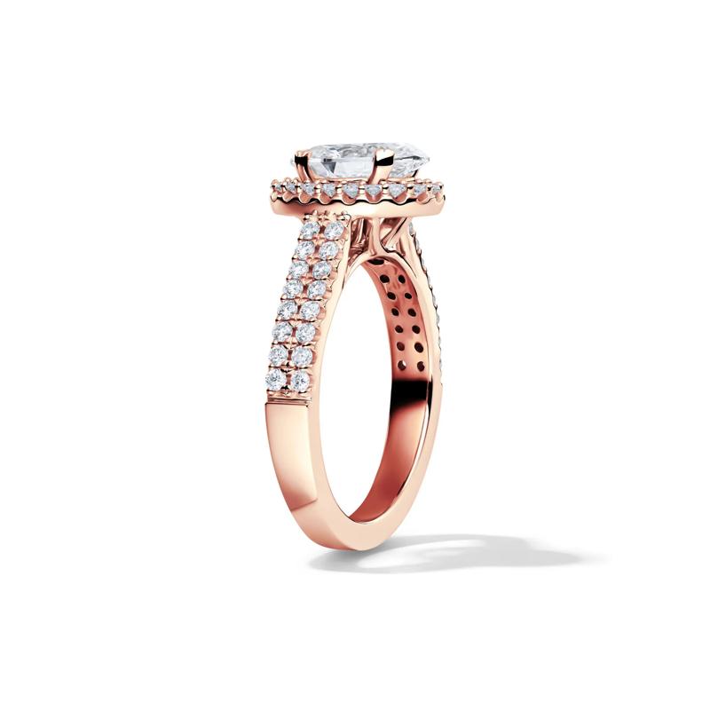 Lab Grown Diamond Oval Halo Engagement Ring in 14K Rose Gold (2 ct. tw.) – Image 3 of 4
