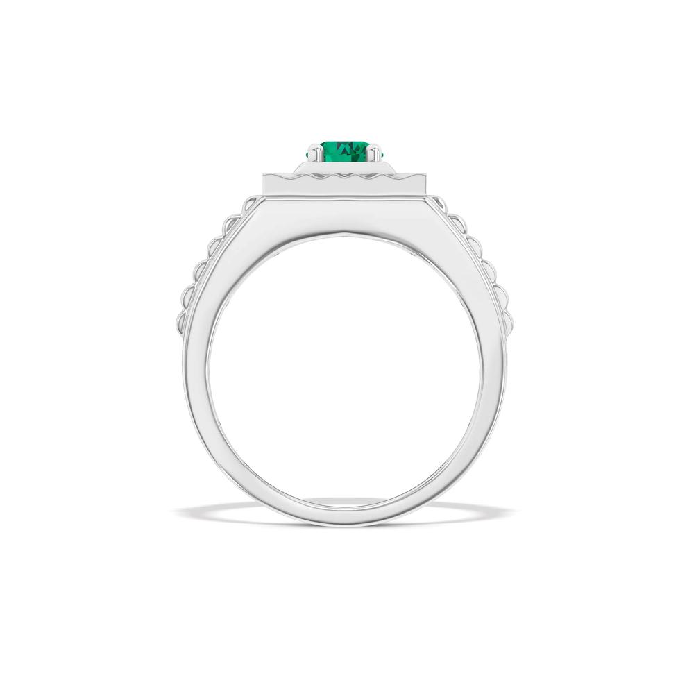 Men's Lab-Created Emerald &amp; Lab Grown Diamond Ring in 10K White Gold (1/2 ct. tw.) – Image 2 of 4