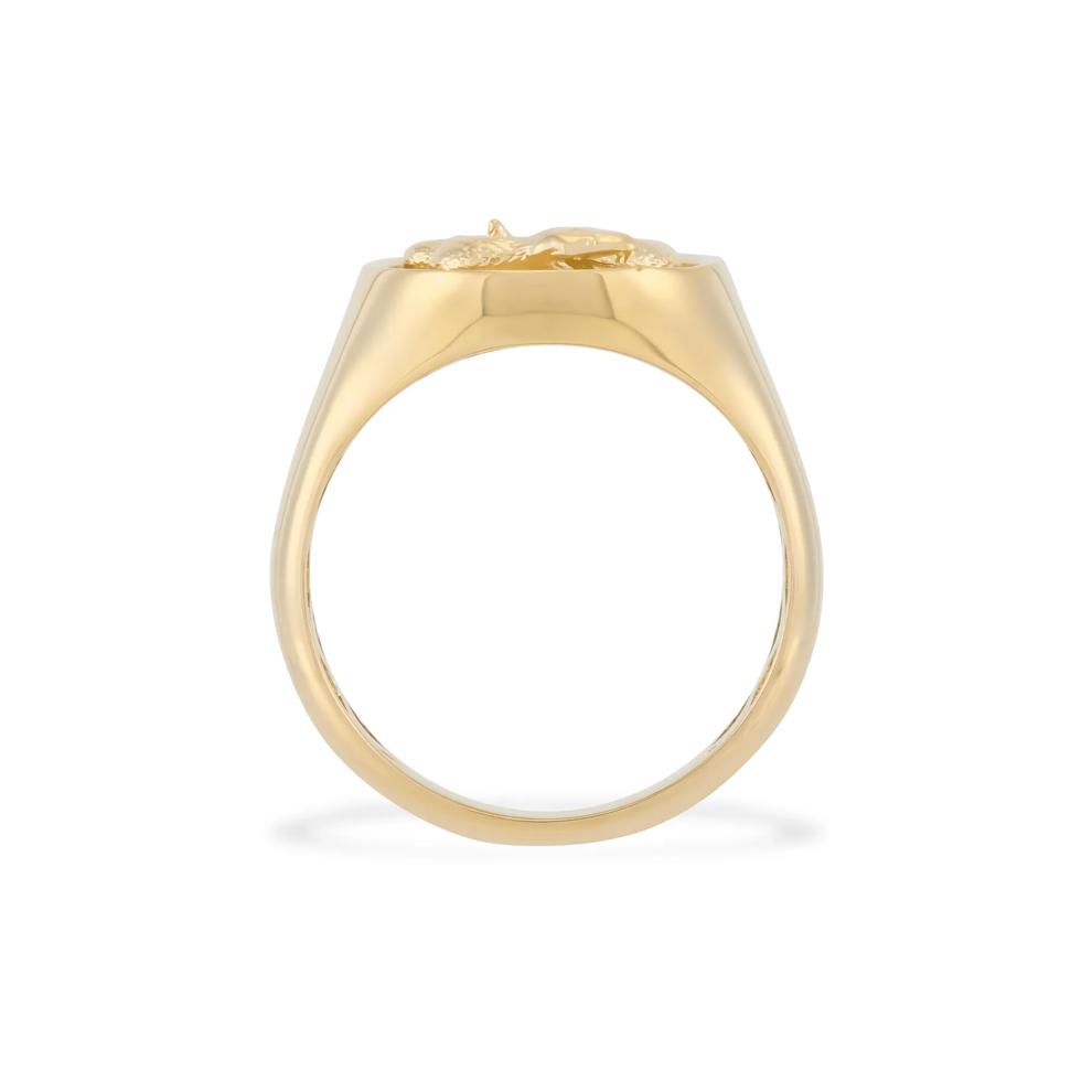 Diamond-Cut Snake Signet Ring in 14K Yellow Gold – Image 2 of 4