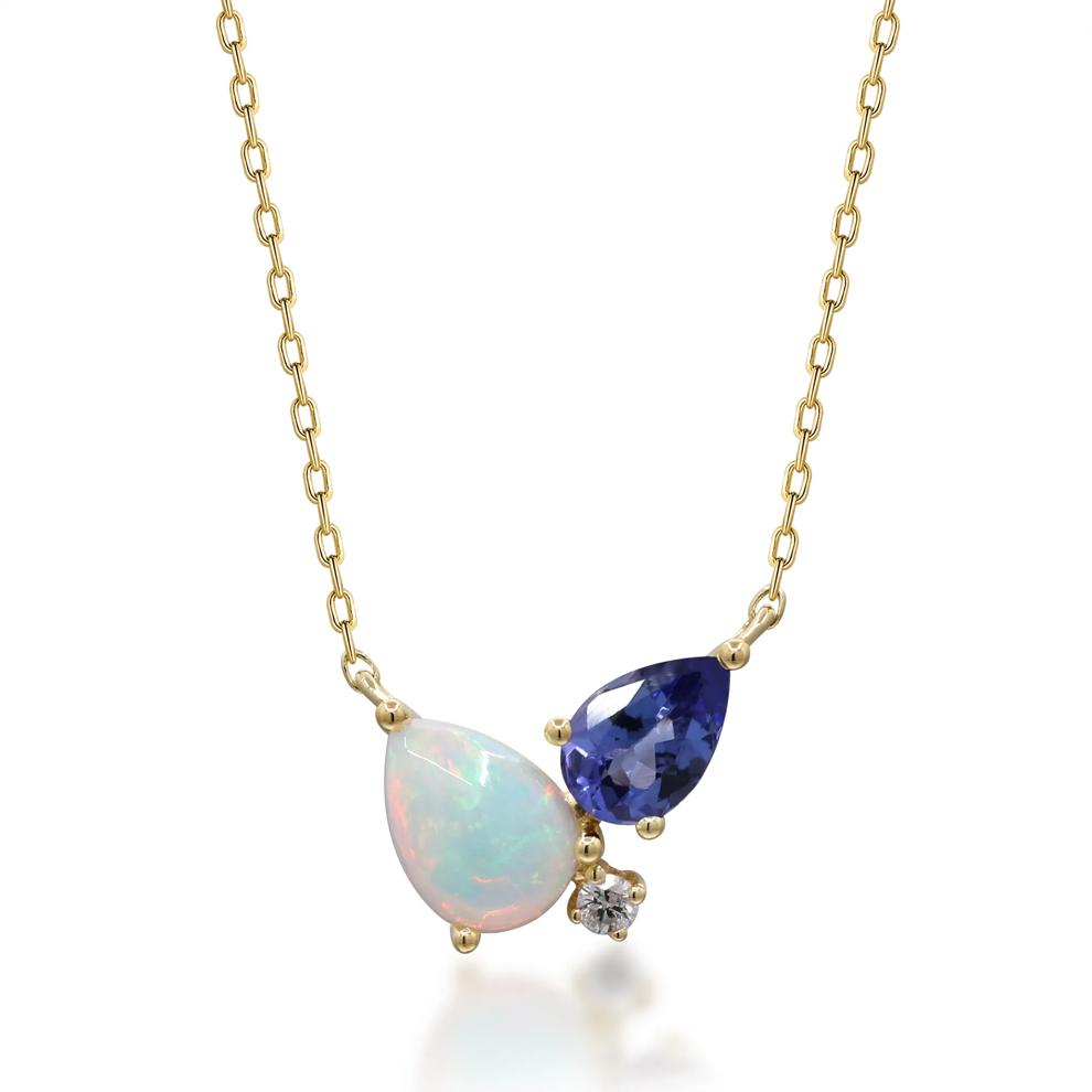 Opal and Tanzanite Pendant with Diamond Accent in 10K Yellow Gold – Image 1 of 4