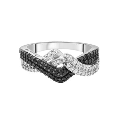 Black & White Diamond Double V Twist Ring in Sterling Silver (1/4 ct. tw.)