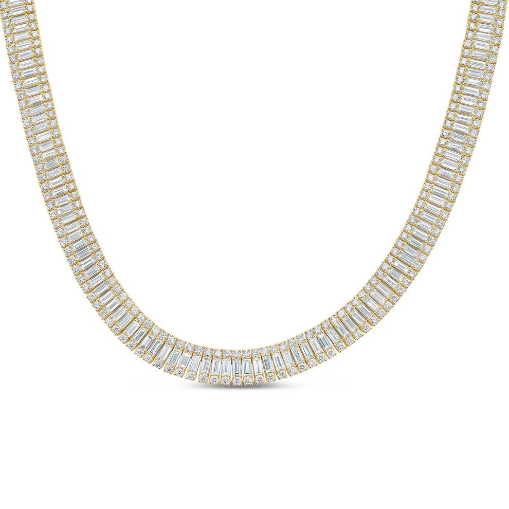 Men's Lab Grown Diamond Baguette &amp; Round Eternity Necklace in 14K Yellow Gold (41 1/6 ct. tw.) – Image 1 of 4