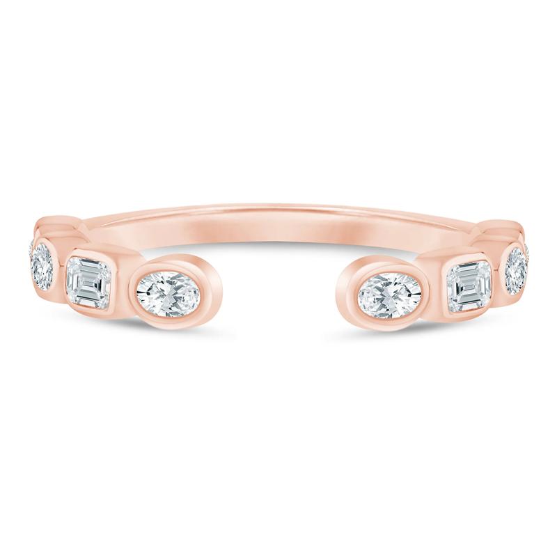Lab Grown Diamond Emerald and Oval Open Band in 14K Rose Gold &#40;5/8 ct. tw.&#41; – Image 1 of 3