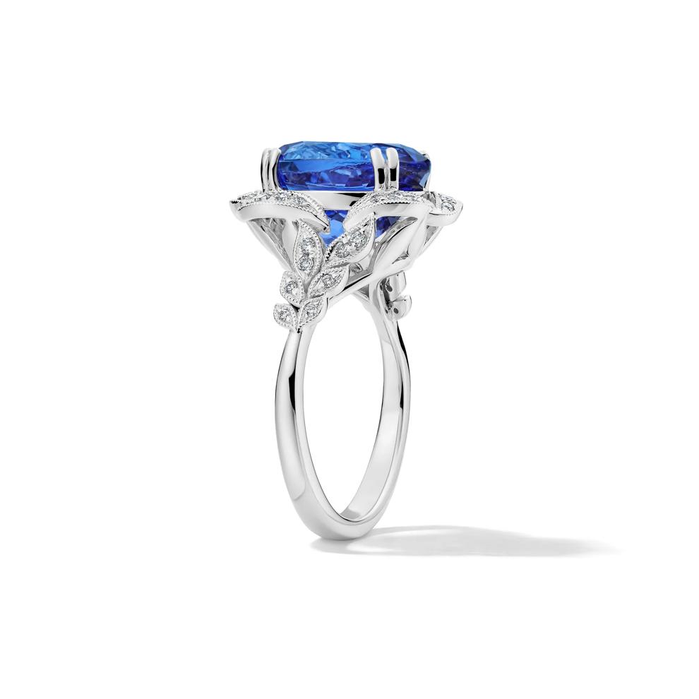 Oval Tanzanite &amp; Diamond Halo Ring in 14K White Gold (1/5 ct. tw.) – Image 2 of 2