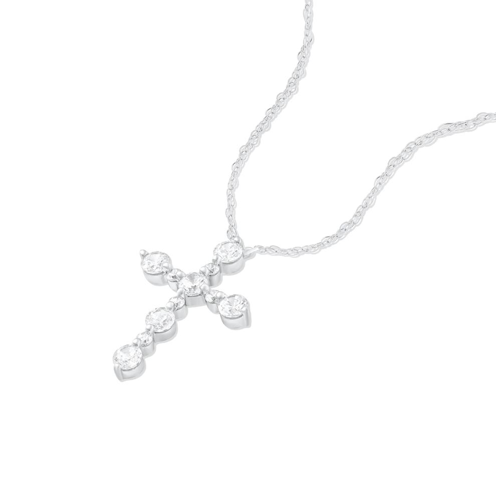 Lab Grown Diamond Cross Pendant Necklace in 14K White Gold (1 ct. tw.) – Image 4 of 4