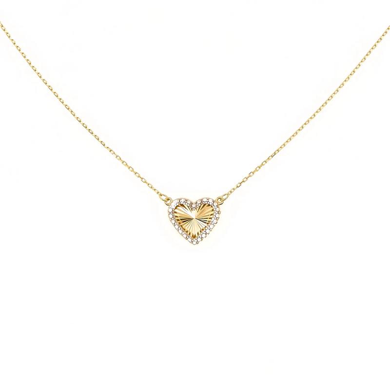 Diamond-Cut Heart Necklace in 14K White and Yellow Gold – Image 1 of 4