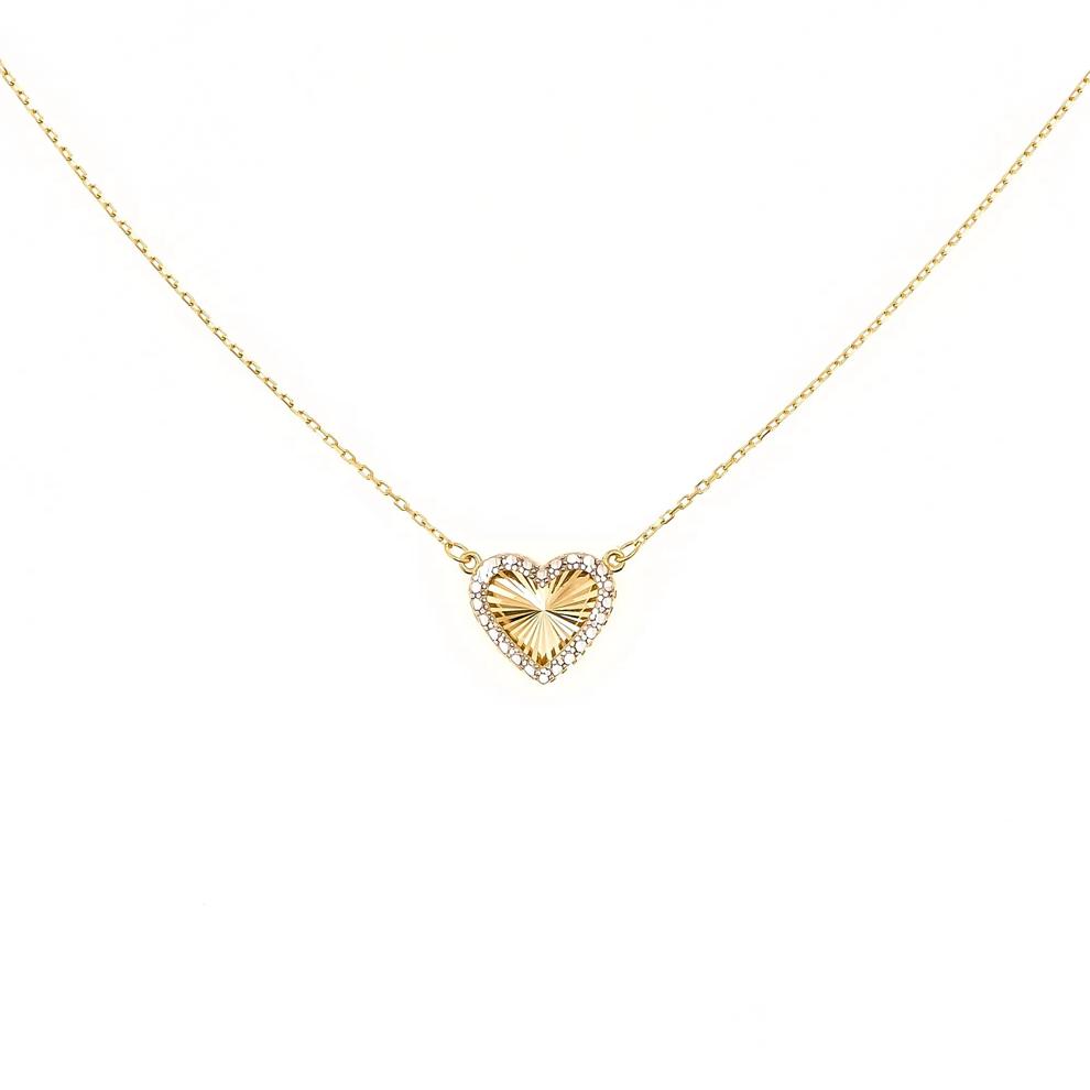 Diamond-Cut Heart Necklace in 14K White and Yellow Gold – Image 1 of 4