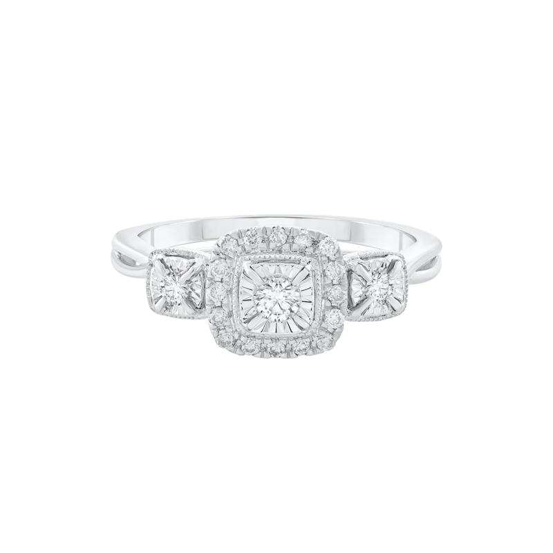 Diamond Three Stone Ring in 10K White Gold &#40;1/4 ct. tw.&#41; – Image 1 of 3