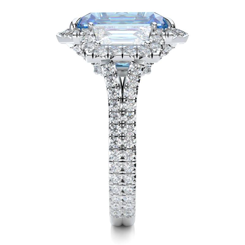 Lab Grown Diamond Blue Diamond Center Engagement Ring in Platinum (7 1/2 ct. tw.) – Image 3 of 4