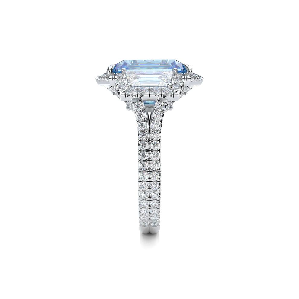 Lab Grown Diamond Blue Diamond Center Engagement Ring in Platinum (7 1/2 ct. tw.) – Image 3 of 5